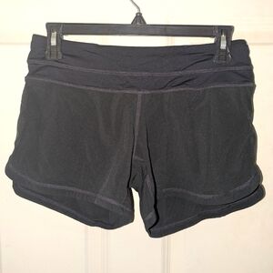 Lululemon Athletic Jogging Yoga Shorts Size 4 Black Hidden Pocket